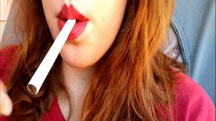 Sexy Pale Redhead Smoking a Cigarette