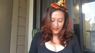 Cute Witch Smoking in her Orange Hat