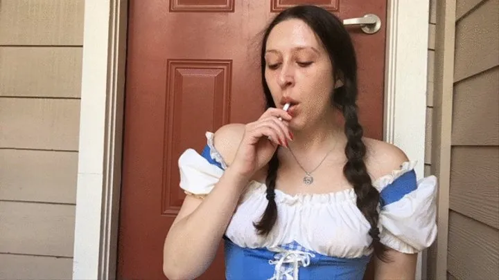 Sexy Dorothy from Wizard of Oz Smoking a White Filter 100 Cigarette - Slutty Costume Cosplay