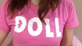 Pretty Pink Doll Goddess D Smoking in T-Shirt and Panties - Pink Lipstick and Pigtails