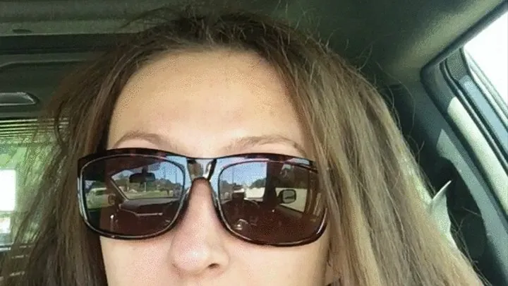 Goddess D Smoking In The Car In Sunglasses with Hair Down And Talking