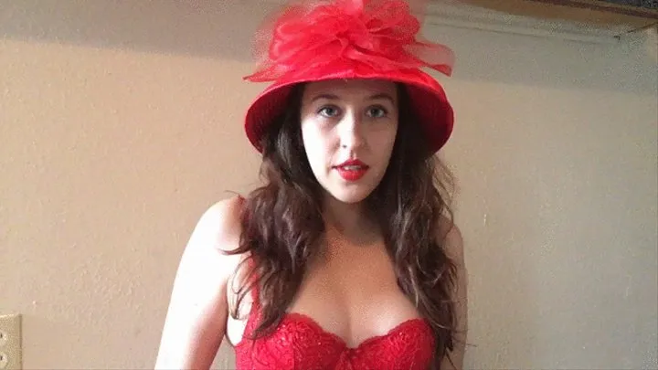 Sexy Goddess D Smoking VS 120 in Red Vintage Hat and Red Bra w Red Lipstick