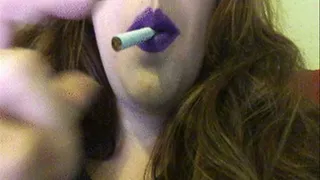Close up Smoking with Purple Lips