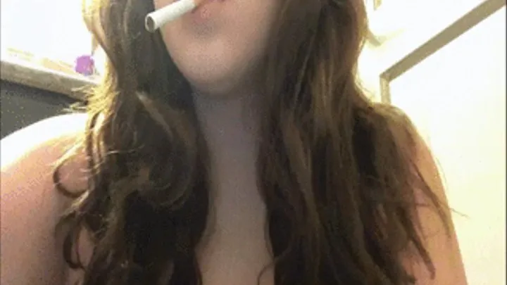 Smoking Fetish Clip with Pink Glossy Lips and Full Flavor Cork Tip Red Cigarette