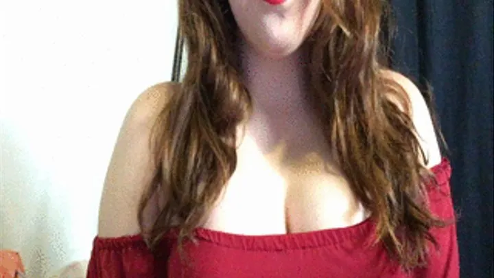 Sexy Smoking in Red Top Showing off Big Tits