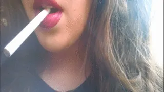 Sexy Smoking Clip with Dark Pink Lipstick