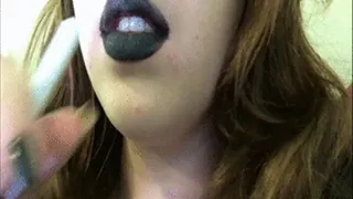 Sexy Goth Girl Smoking with Black Lipstick and Black Fingernails