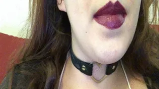 Dark Purple Lipstick Close Up Smoking Clip