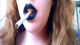Sexy Goth Girl Smoking a Full Flavored Red Cigarette