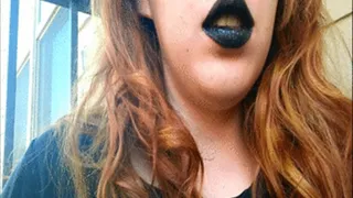 Gothic Girl with Black Lips Smoking