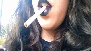 Black Haired Goth Girl Smoking