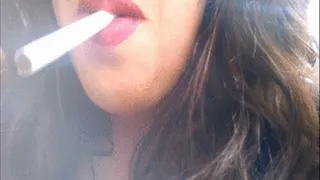 Goth Girl in Dark Pink Lipstick Smoking