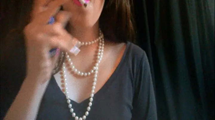 Princess Smoking in Pearl Necklace