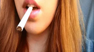 Pretty In Pink Redhead Smoking Fetish Clip