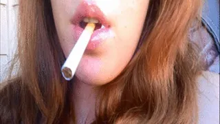 Sexy Redhead Smoker with Glittery Lip Gloss Full Flavored Red Cigarette