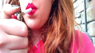 Redhead with Red Lips Smoking