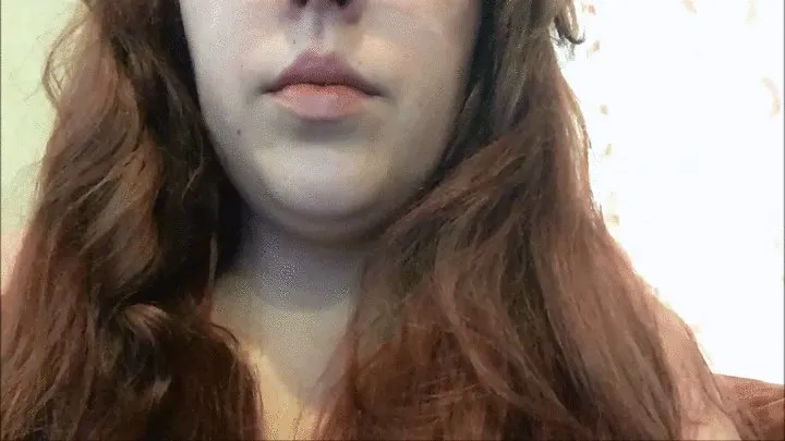 Chubby Redhead with Double Chin Smoking Close Up