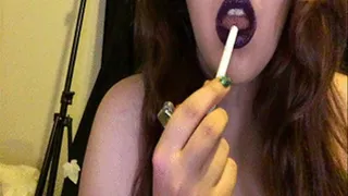 Smoking in Dark Purple Lipstick with Lots of Snap Inhales