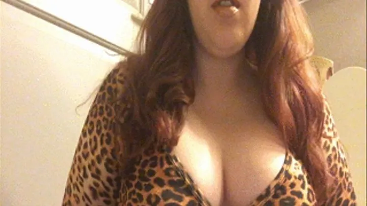 Chubby Redhead Smoking White Filter 100 in Leopard Print Top with Long Nails