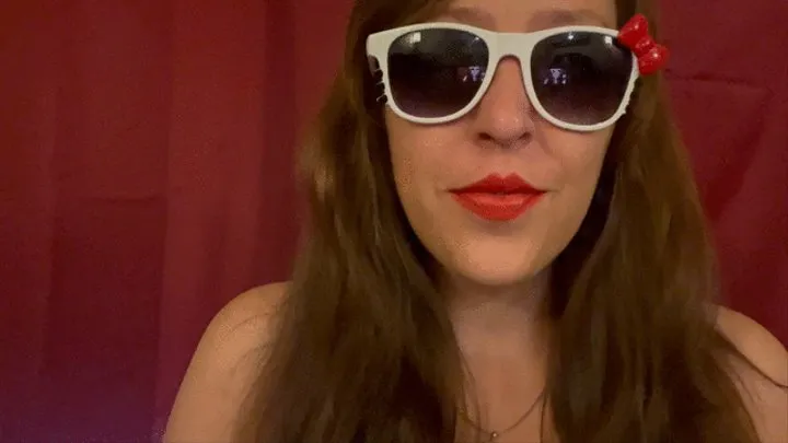 Tribute Request: Close Up Smoking Inside with Red Lipstick and White Hello Kitty Sunglasses