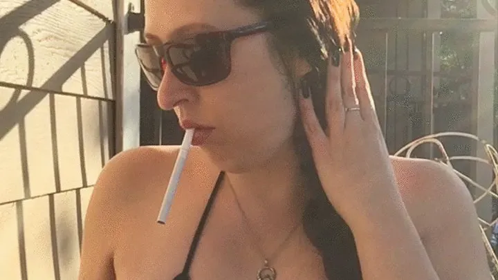 Goddess D with Long Braid Smoking Marlboro Light 100