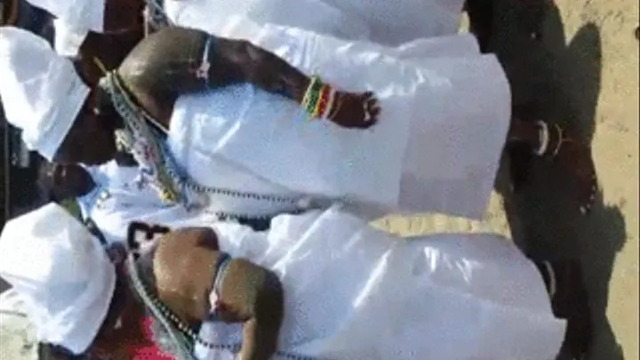 Ebony Feet of Ga Women Barefoot at the Homowo Festival in La