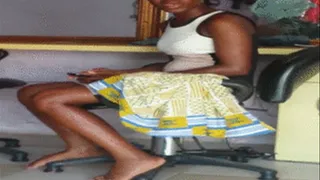 Slim GH Obaa Sits On Chair Barefoot in Beauty Salon