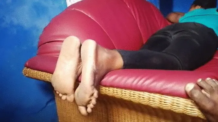 Gold Coast Damsel's Dirty Soles From Behind On Couch