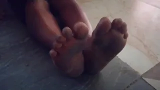 Mango Seller's Filthy, Thick Soles On Top Each Other & Side 2 Side