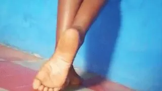 Tema New Town Chick Foot Modeling with Wrinkled, Sexy Soles From Behind