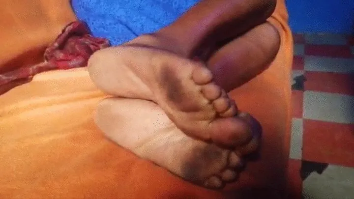 TEMA Nu Towner Atinka's Dirty Soles From Side Rubbing While Lying On Couch Watching TV