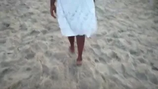 Ghana Maa Walking Barefoot On Beach