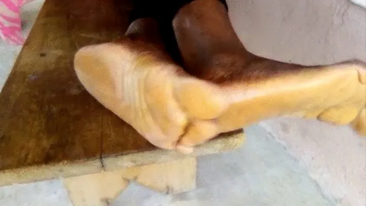 Maame Ice Dokunu Wura's Ashy, Thick Soles Side by Side Rubbing with Toes Wiggling & Crossed