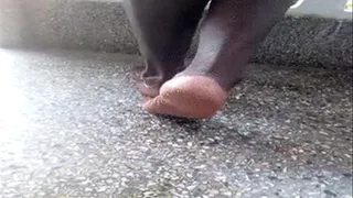 Openi Kwarteng Foot Modeling with Meaty, Thick Soles From Behind