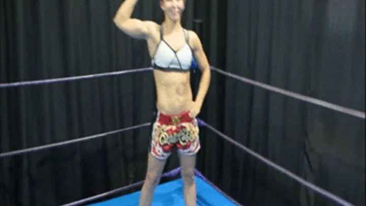 Female thai boxer wrestles