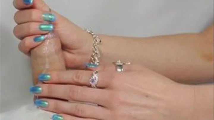 Handjob Shimmering Turquoise Nails BONUSES