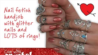 HD78 Red Glitter Nails and LOTS of Rings