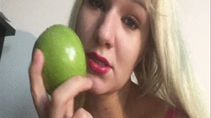 Kissing a green apple