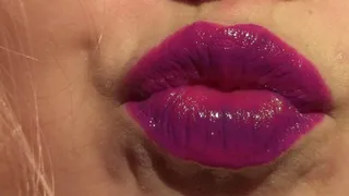 Shiny, Purple Lipstick Lips