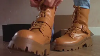 Brown Lace Up Boot Squeeze