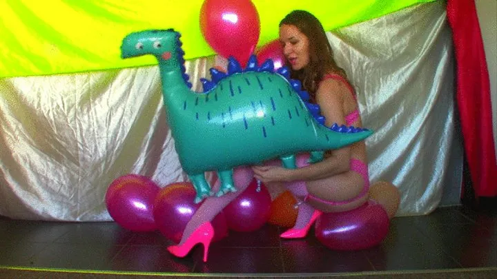 Dinosaur & Pink Balloons, Ass, Nails, Heels