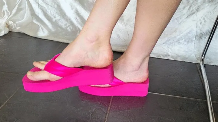 Fuchsia Platform Pink Flip Flops