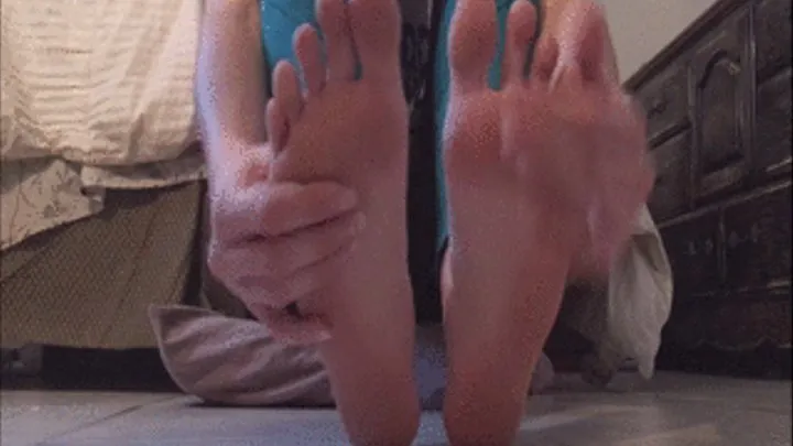 Foot rubbing, lotion massage Size 9 sexy feet