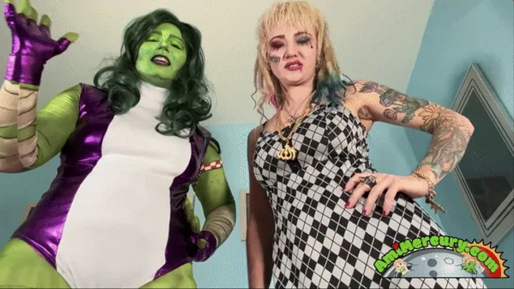 She-Hulk and Harley Quinn Ass Worship