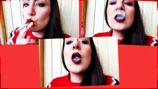 Smoke voluptuous in dark red lipstick