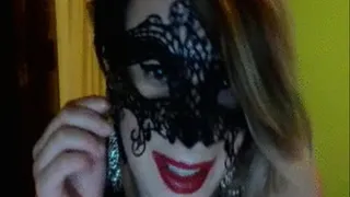 Self bondage of a masquerade girl
