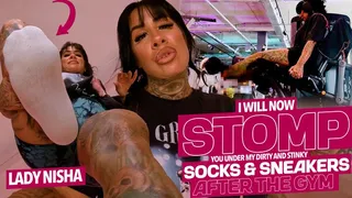 You'll get my gym sneakers and my musty socks right in your face! ( Gaintess and Shrinking Fetish with Lady Nisha )