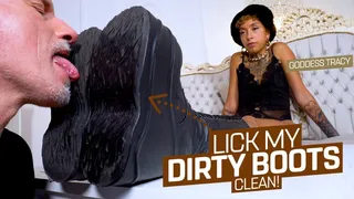 I will have my dirty club boots licked clean! ( Boot Worship with Goddess Tracy )