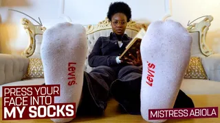 Press your nose into my socks! ( Sock Fetish and Humiliation with Mistress Abiola )
