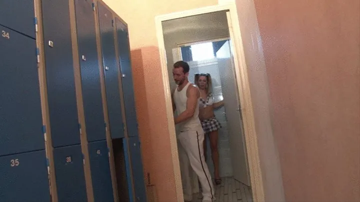 schoolgirl Karla caught cheating by boyfriend in locker room joins in for DOUBLE PENETRATION - FULL SCENE 31 mins